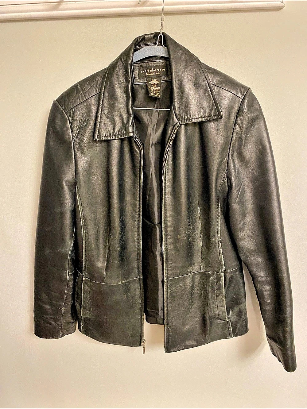 croft & barrow Leather Jacket in Black Size Small